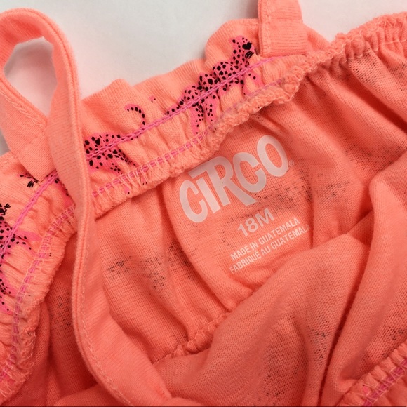 EUC Baby Girls Bright Coral Cheetah Dress - 18m - Picture 5 of 6